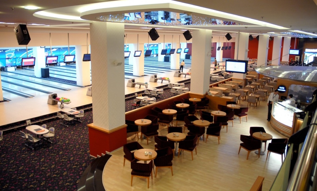Antares AVM bowling alley lanes and seating areas, Antares Shopping Center, Turkey 