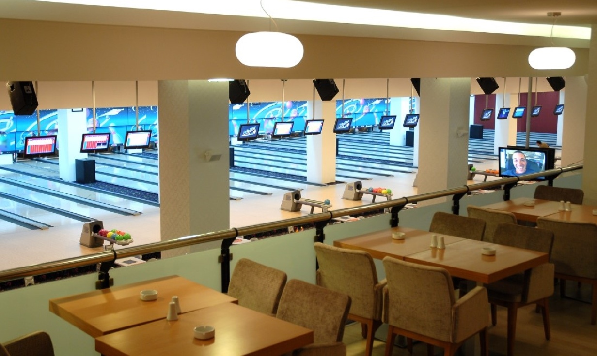 Antares AVM bowling alley lanes and seating areas, Antares Shopping Center, Turkey 