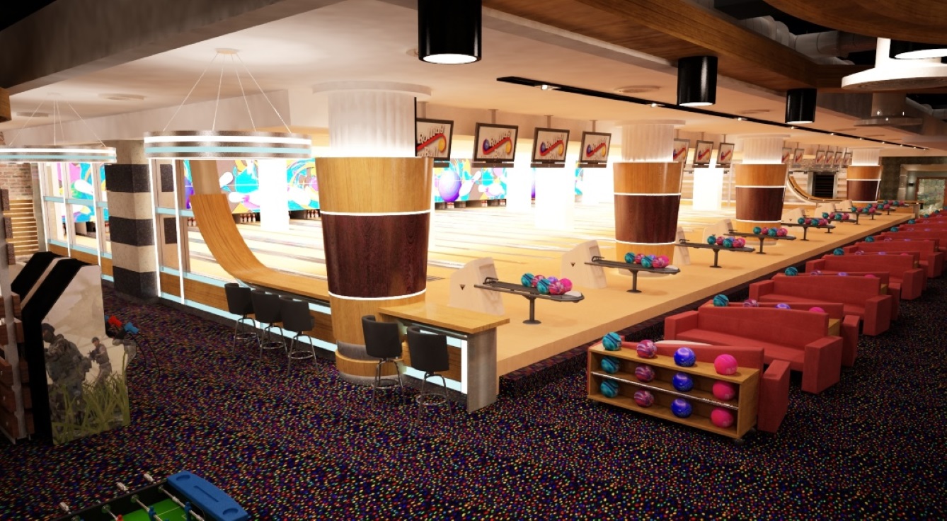 Kentpark bowling alley center lanes and pinsetters from Brunswick Bowling, Kentpark Shopping Center
