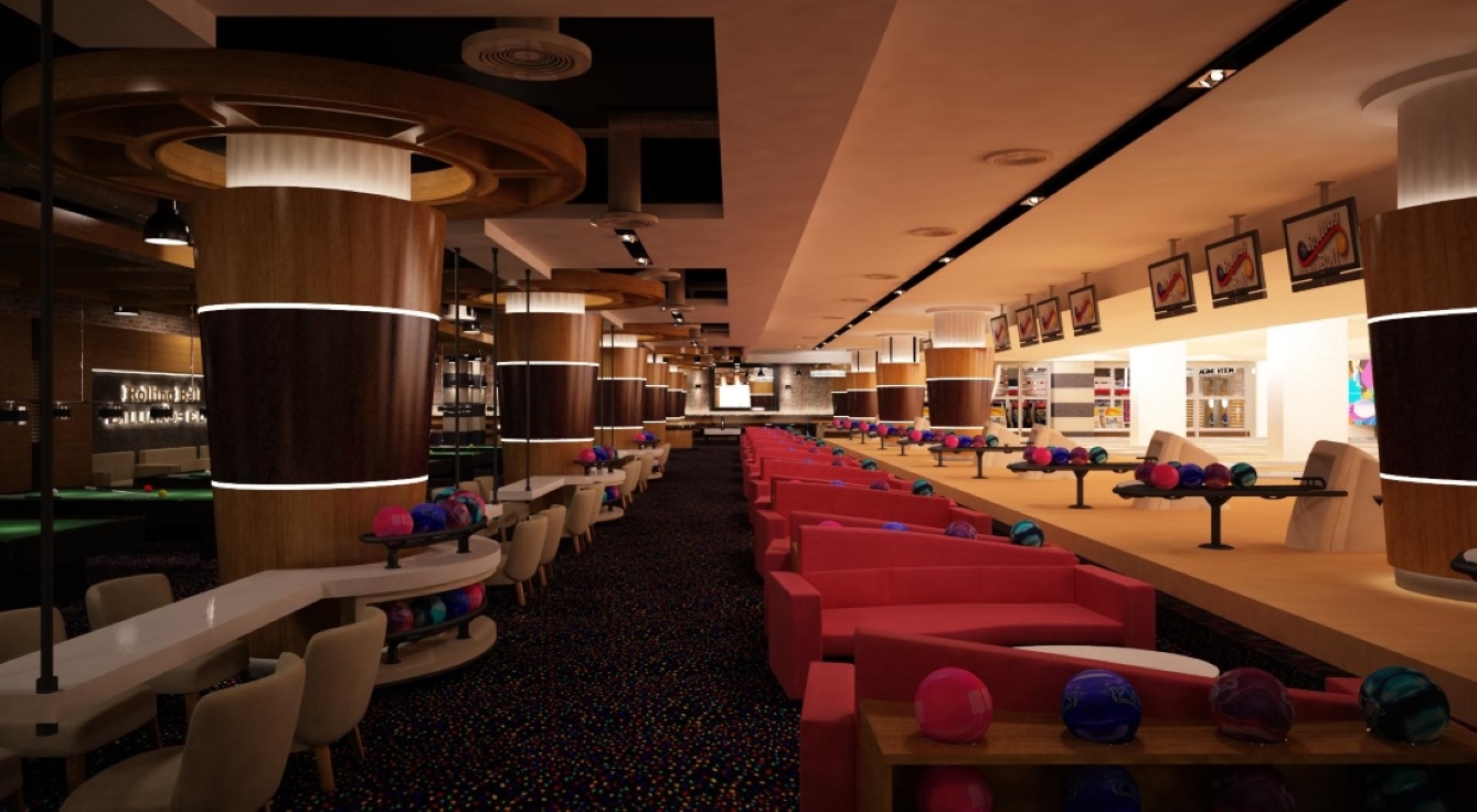 Kentpark bowling alley center lanes and pinsetters from Brunswick Bowling, Kentpark Shopping Center