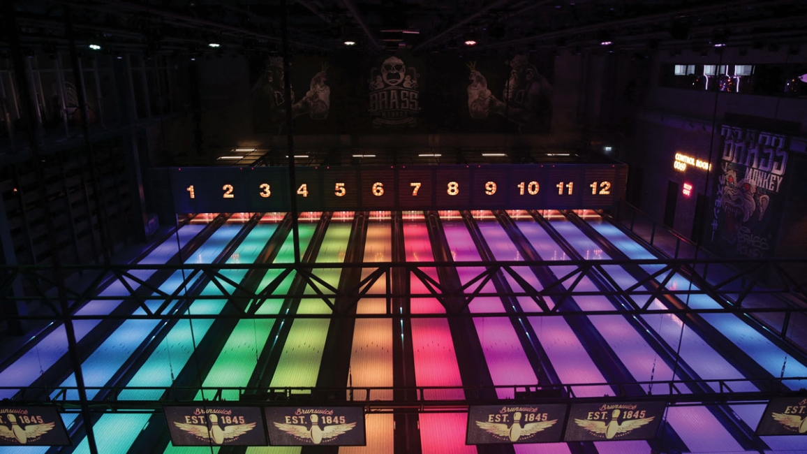 Brunswick distributor AKI Fitness - The Brass Monkey bowling alley lanes in Dubai