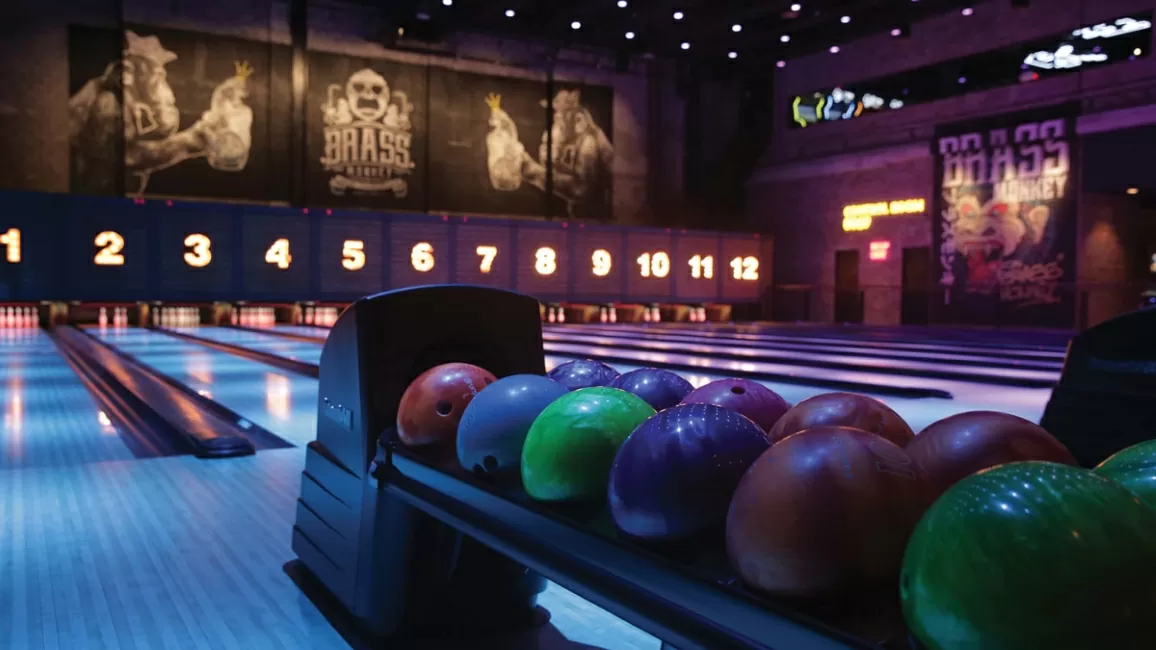 Brunswick distributor AKI Fitness - The Brass Monkey bowling alley lanes and Brunswick balls