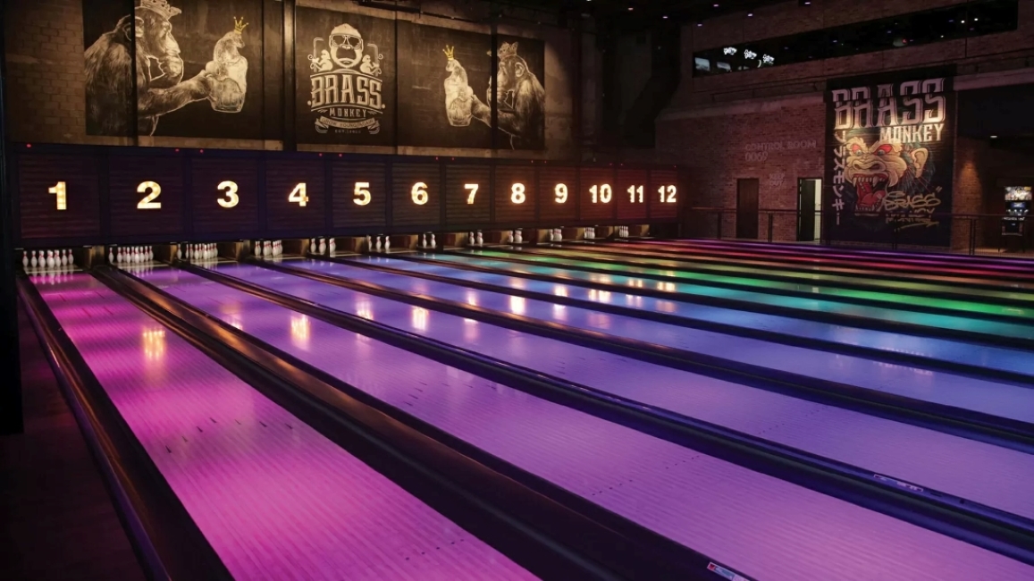 Brunswick distributor AKI Fitness - The Brass Monkey bowling alley lanes in Dubai