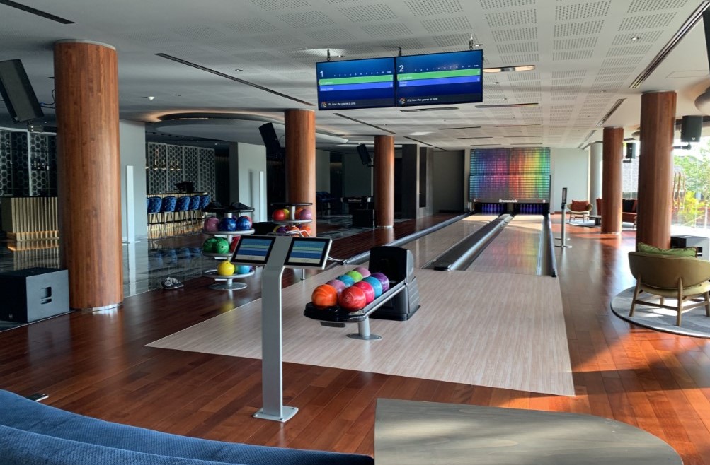 Brunswick distributor Bruns KL bowling alley at The Edge Hotel, Bali 